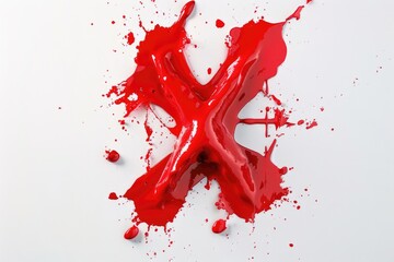 Poster - A vibrant red paint splatter on a clean white surface, perfect for design and art projects