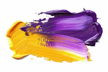 Poster - Close-up shot of a vibrant purple and yellow paint brush