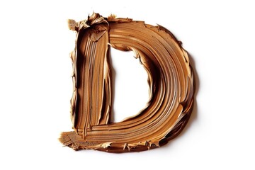 Poster - A wooden letter D made from a piece of wood, isolated on a white background