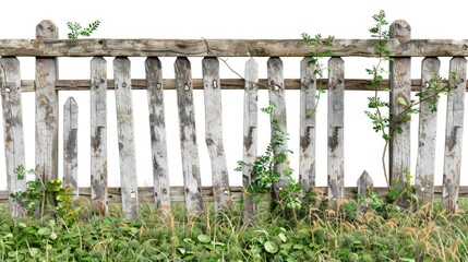 Aufkleber - A wooden fence covered in lush greenery, perfect for rustic or nature-themed designs