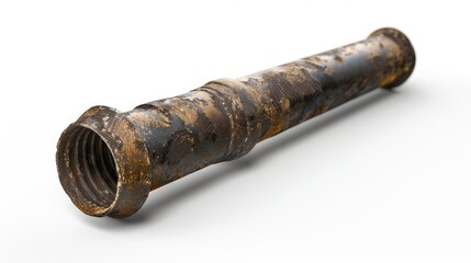 Poster - A close-up shot of an old rusty pipe sitting on a white surface