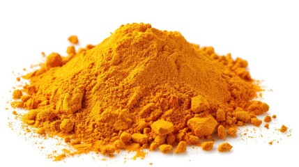 Poster - A pile of bright yellow powder sits on a clean white surface, perfect for illustrations or designs related to chemistry, art, or education