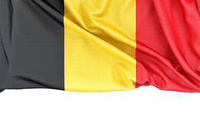 Wall Mural - Flag of Belgium isolated on white background with copy space below. 3D rendering