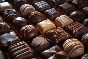 Poster - A box of assorted chocolates with a clear plastic lid, perfect for gift giving or personal indulgence