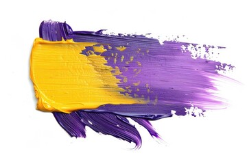 Poster - Close-up shot of a purple and yellow paintbrush, perfect for art or craft projects