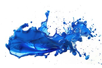 Poster - A small amount of blue liquid splashed onto a white surface