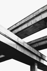 Aufkleber - A black and white photo of a highway overpass, perfect for use in urban or infrastructure projects