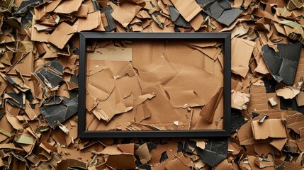 Poster - A picture frame sitting on top of a pile of cardboard boxes