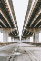 Aufkleber - A simple image of two bridges crossing over a road, perfect for use in urban planning or infrastructure projects