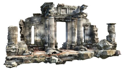 Poster - A historic building with ancient columns and statues