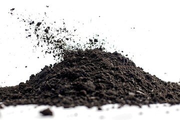 Poster - A picture of a small pile of dirt sitting on a clean and white surface, possibly for decoration or as a symbol