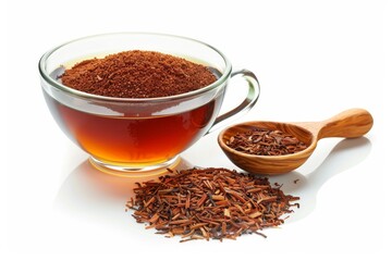 Sticker - Rooibos tea in white bowl with scoop isolated