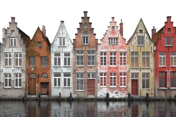 Aufkleber - A photo of a row of buildings alongside a body of water, perfect for use in real estate or travel contexts