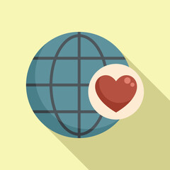 Wall Mural - Globe icon showing love and care for our planet with a red heart symbol