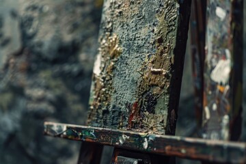 Poster - Close-up of a wooden surface with painted design