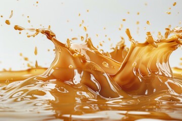 Aufkleber - A single splash of liquid on a white surface with ripples and refractions