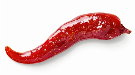 Poster - A single red chili pepper sits on a white background