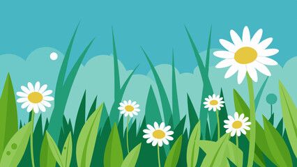 Wall Mural - meadow with flowers Vector Illustration 