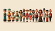 © Aliaksandra - global diversity illustration, flat style characters in traditional attire represent diverse cultures worldwide, highlighting unity and beauty in multiculturalism