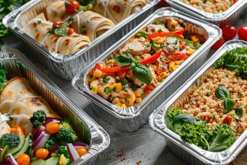 Poster - A table with various dishes and snacks