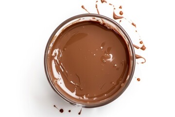 Poster - A bowl filled with melted chocolate on a white surface
