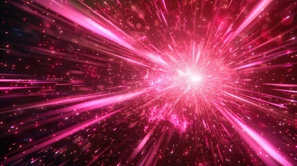 Poster - A vibrant pink starburst exploding against a dark, black backdrop