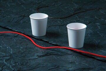 Poster - A pair of cups sitting on a table surface