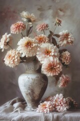 Poster - A decorative vase filled with a lot of beautiful pink flowers