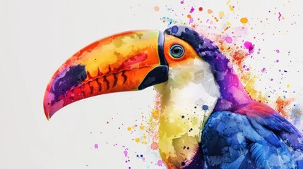Poster - Colorful bird with distinctive beak, suitable for designs related to nature and wildlife