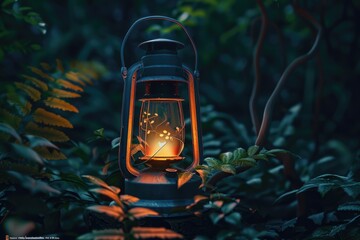 Sticker - A lantern providing light in a dark environment