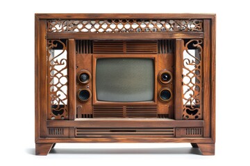 Poster - An old-fashioned television with a wooden frame