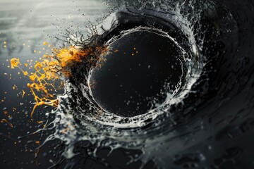 Poster - A black hole is surrounded by calm water
