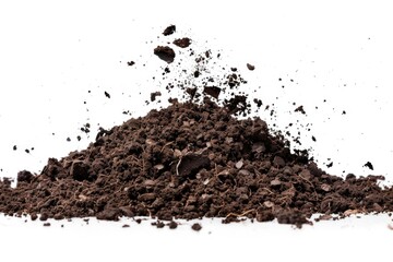 Poster - A pile of dirt sits on a clean white surface, great for representing mess or disorder