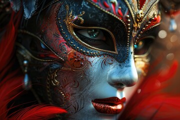 Aufkleber - A close-up shot of a person wearing a mask