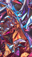 Wall Mural - Colorful crumpled metallic foil abstract background