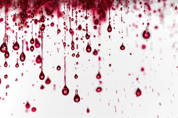 Poster - A close-up view of multiple water drops suspended from a ceiling, awaiting gravity to take hold