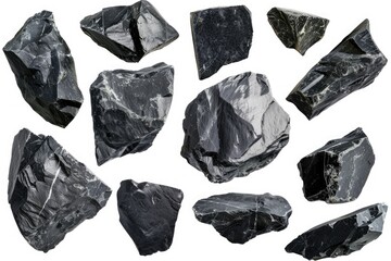 Poster - A group of rocks sitting on a white surface