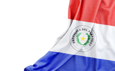 Wall Mural - Flag of Paraguay with empty space on the left. Isolated. 3D Rendering