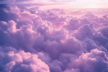 Fototapete - Aerial perspective of clouds and sky from an airplane window, great for travel or aviation-related themes
