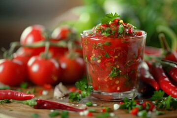 Sticker - Spicy sauce with tomatoes topped with parsley