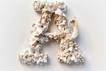 Poster - A decorative letter 'a' made from paper flowers, perfect for crafts or design projects