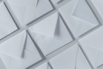 Poster - A pile of white envelopes stacked on top of each other, suitable for use in office or business settings