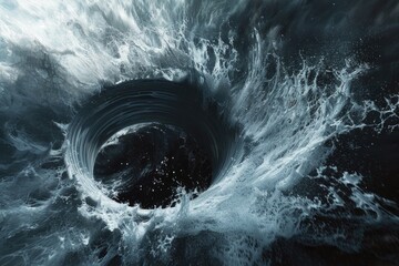 Aufkleber - A black and white photograph of a hole in the ocean, suitable for use as a background or illustration