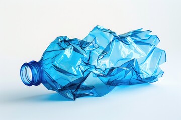 Aufkleber - A blue plastic bottle sits alone on a white surface, ready for use or disposal