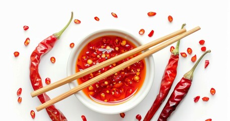 Canvas Print - Sweet Chili Sauce from China on White Background