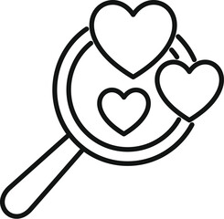 Poster - Magnifying glass is focusing on hearts representing the concept of finding love online