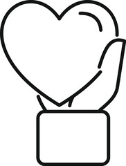 Poster - hand holding a big heart symbol line icon, love and romance concept