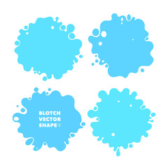 Poster - Liquid shapes, frames with uneven wavy edge set, composition. Water, fluid, paint, puddle, stain, rounded blot with splashes, drops, blobs, droplets. Design elements, backgrounds.