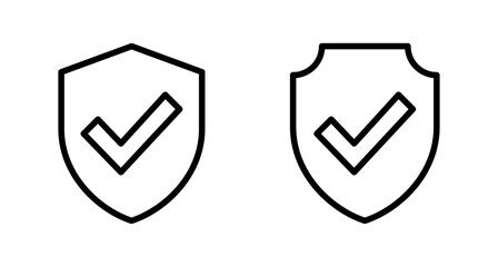 Shield check mark icon vector isolated on white background. Protection approve sign. Safe icon vector