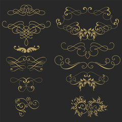 Wall Mural - collection of luxury frames and corners with ornate swirls